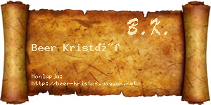 Beer Kristóf névjegykártya